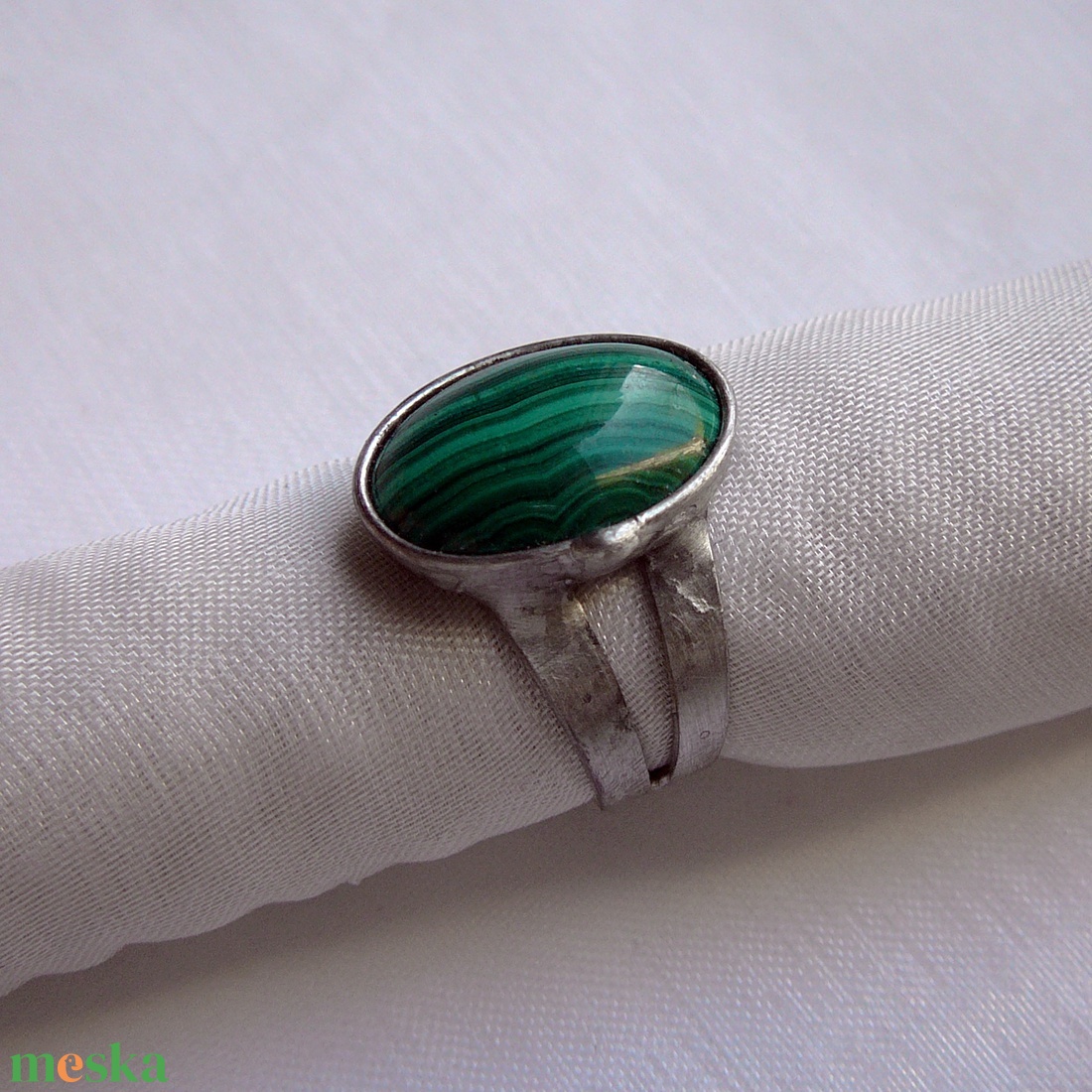 Malachit gyűrű - ékszer - gyűrű - szoliter gyűrű - Meska.hu