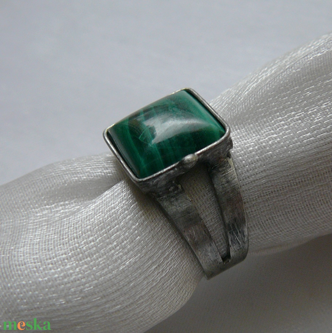 Malachit gyűrű - ékszer - gyűrű - szoliter gyűrű - Meska.hu