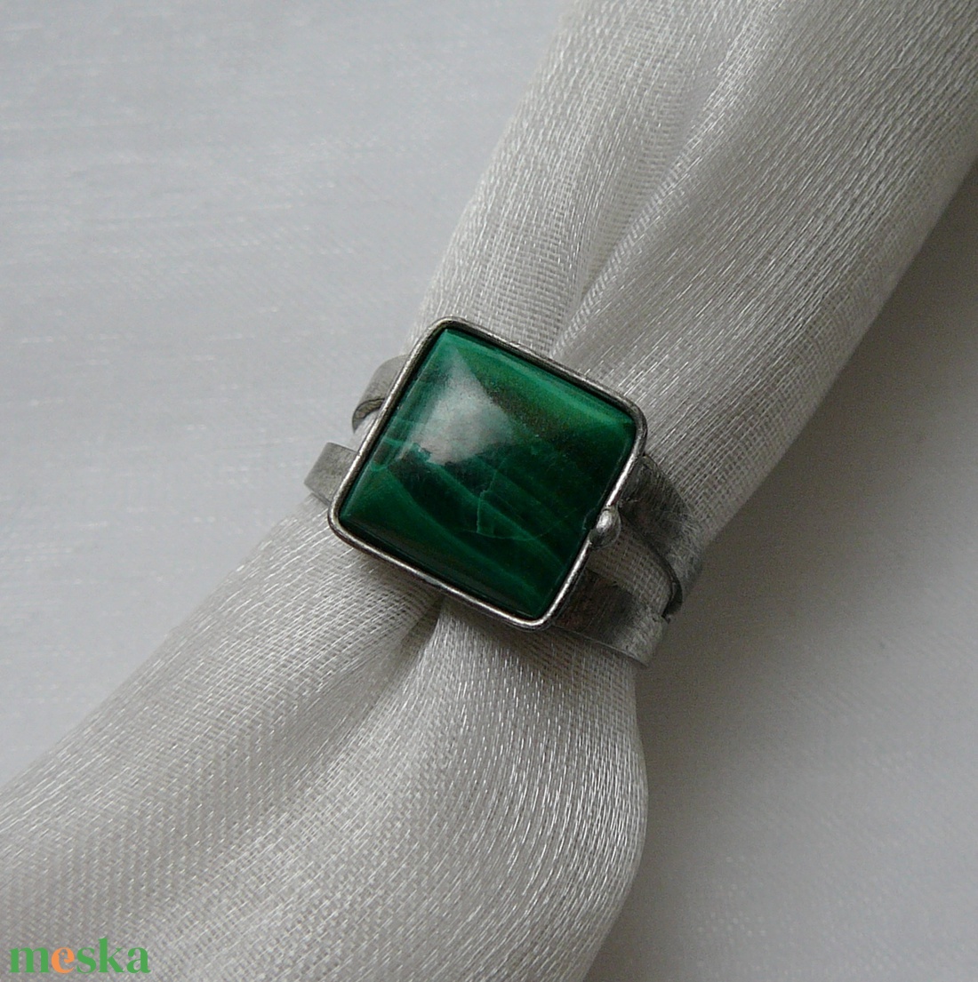 Malachit gyűrű - ékszer - gyűrű - szoliter gyűrű - Meska.hu