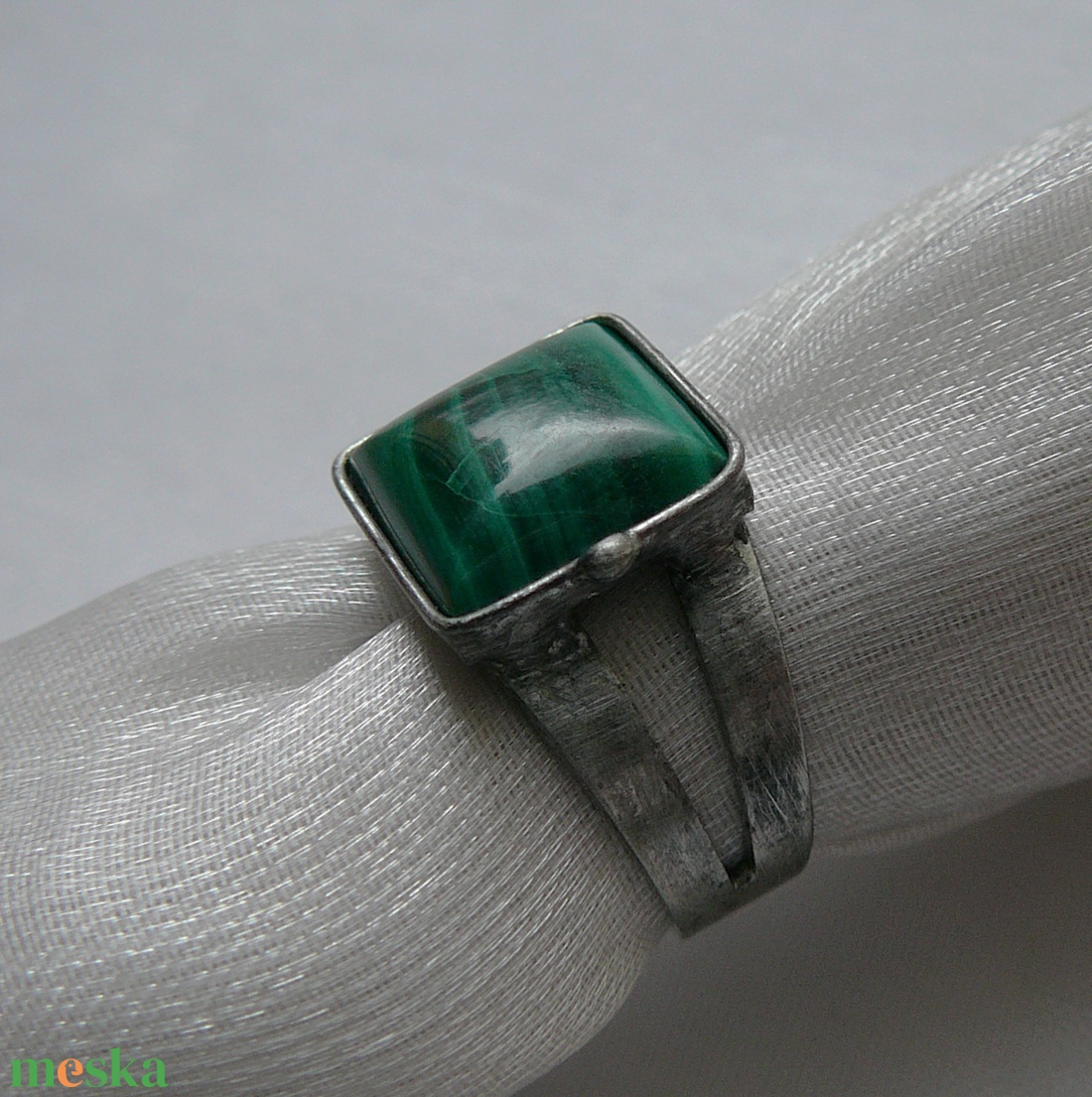 Malachit gyűrű - ékszer - gyűrű - szoliter gyűrű - Meska.hu