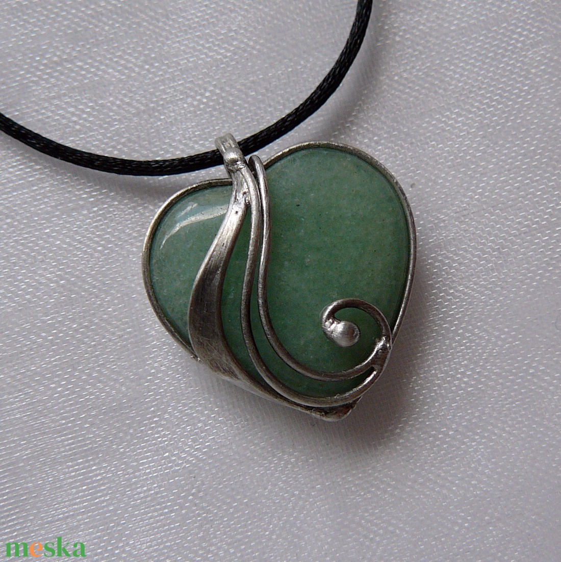 Aventurin mini szív medál - ékszer - nyaklánc - medálos nyaklánc - Meska.hu