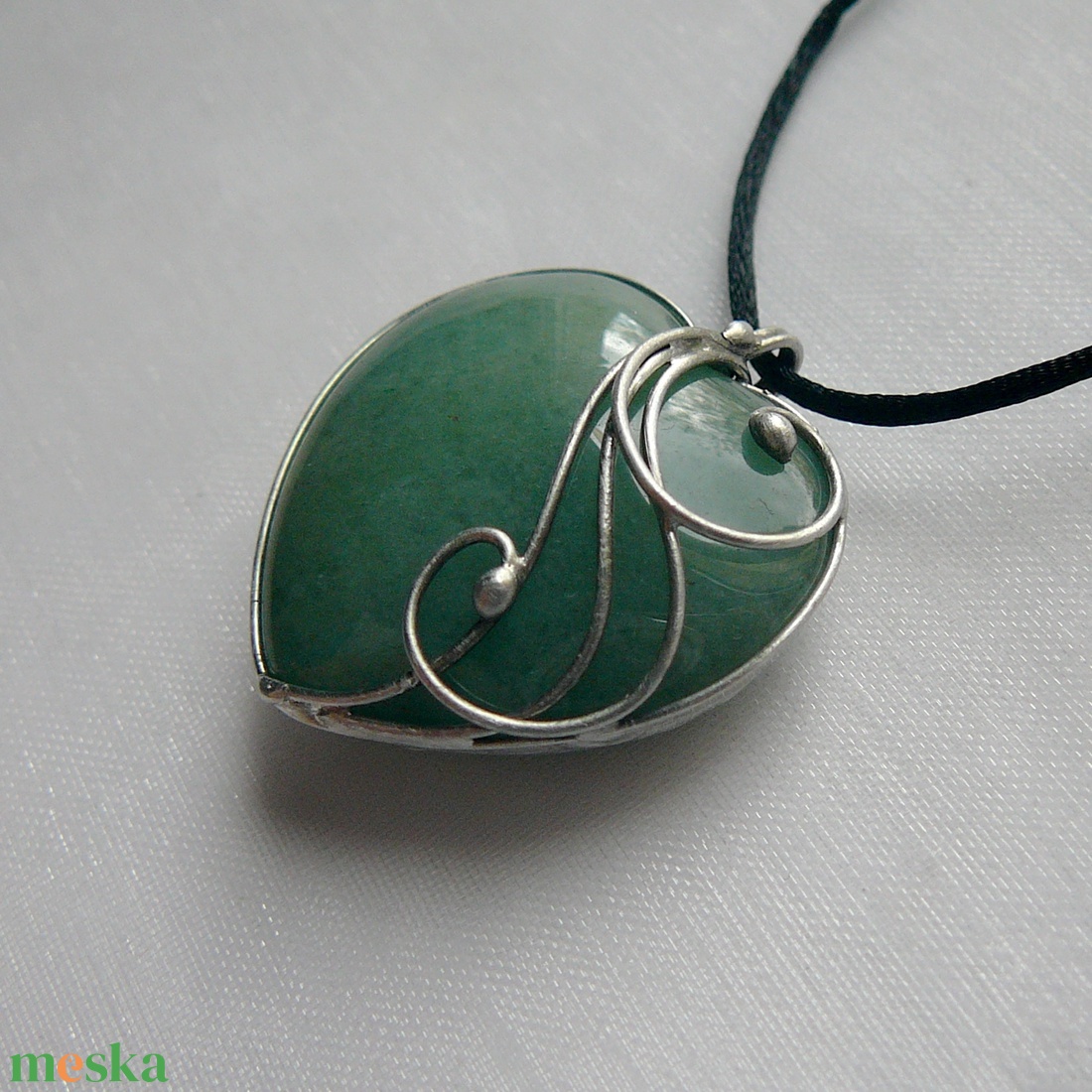 Aventurin szív medál - ékszer - nyaklánc - medálos nyaklánc - Meska.hu