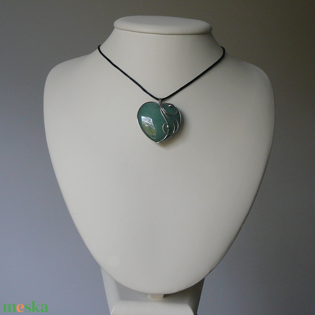 Aventurin szív medál - ékszer - nyaklánc - medálos nyaklánc - Meska.hu