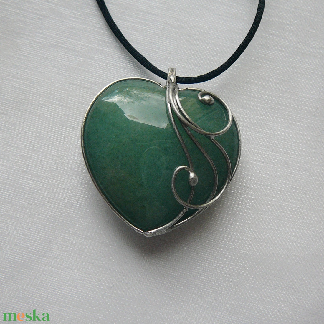 Aventurin szív medál - ékszer - nyaklánc - medálos nyaklánc - Meska.hu