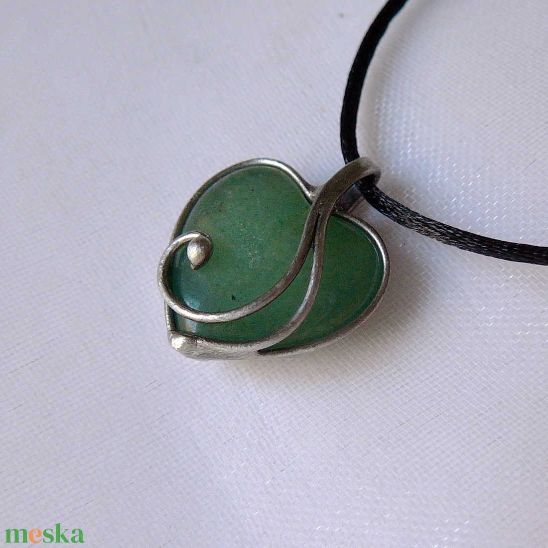 Aventurin mini szív medál - ékszer - nyaklánc - medálos nyaklánc - Meska.hu