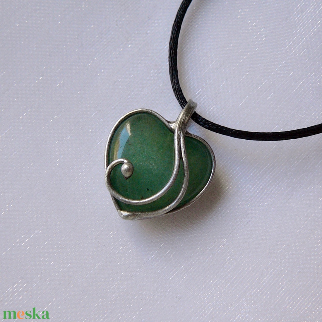 Aventurin mini szív medál - ékszer - nyaklánc - medálos nyaklánc - Meska.hu