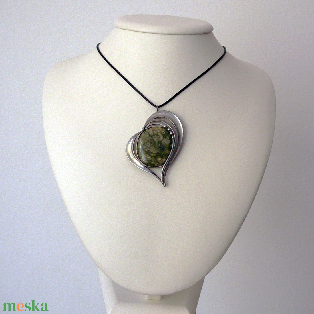 Óceán jáspis szív medál - ékszer - nyaklánc - medálos nyaklánc - Meska.hu