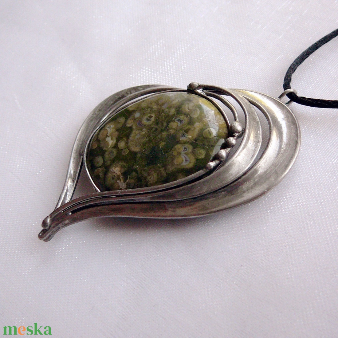 Óceán jáspis szív medál - ékszer - nyaklánc - medálos nyaklánc - Meska.hu