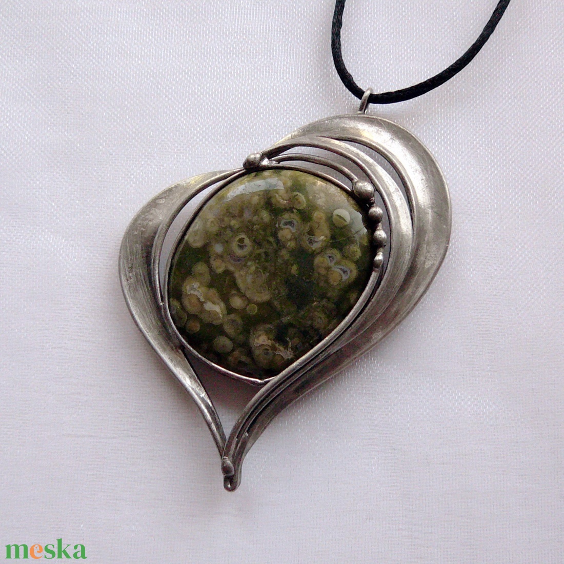 Óceán jáspis szív medál - ékszer - nyaklánc - medálos nyaklánc - Meska.hu
