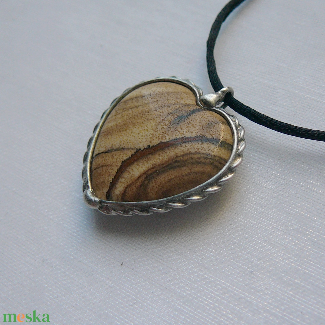 Képjáspis  mini szív medál - ékszer - nyaklánc - medálos nyaklánc - Meska.hu