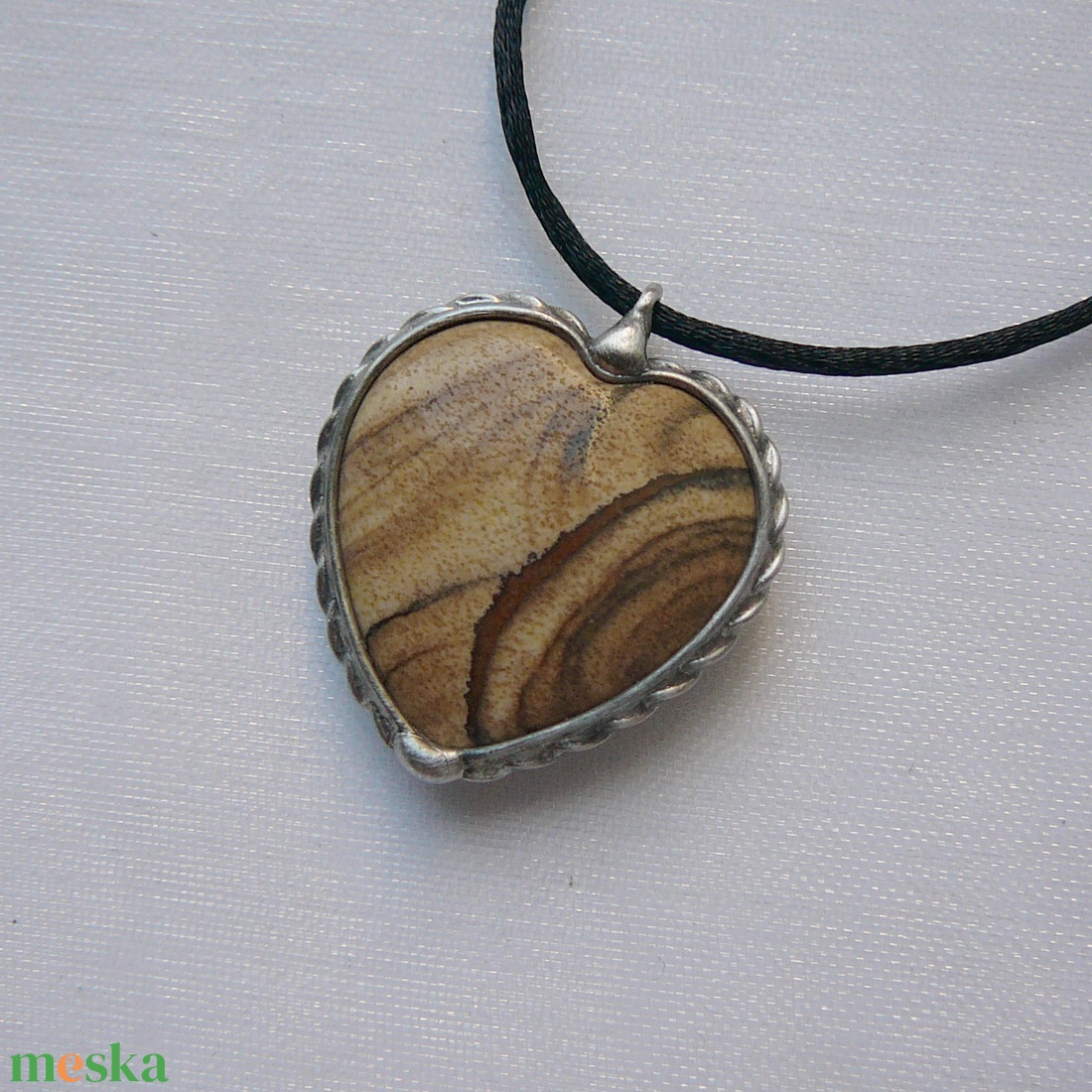 Képjáspis  mini szív medál - ékszer - nyaklánc - medálos nyaklánc - Meska.hu