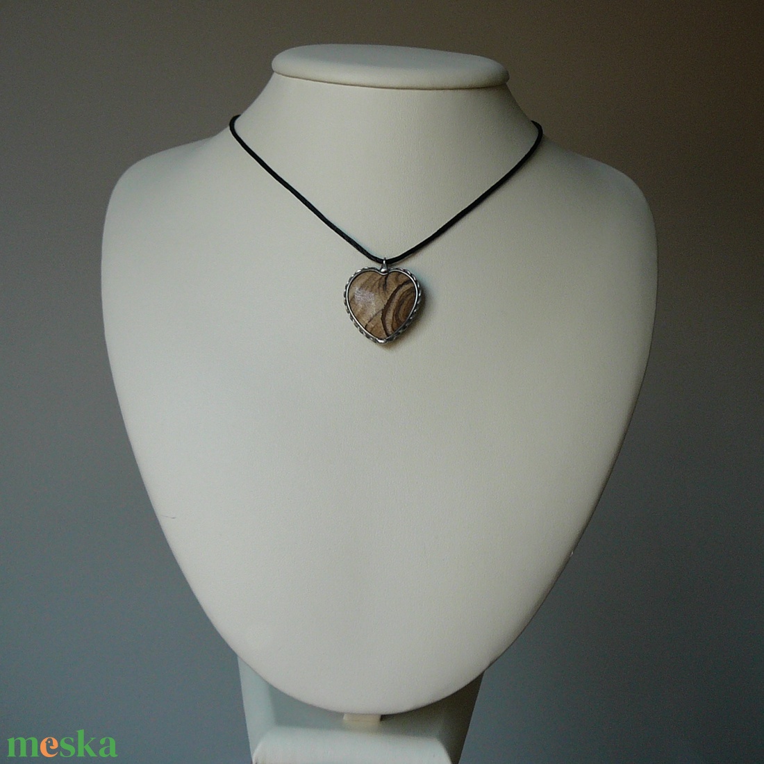 Képjáspis  mini szív medál - ékszer - nyaklánc - medálos nyaklánc - Meska.hu