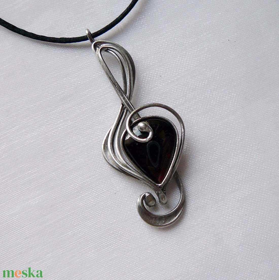 Gránát violinkulcs medál - ékszer - nyaklánc - medálos nyaklánc - Meska.hu