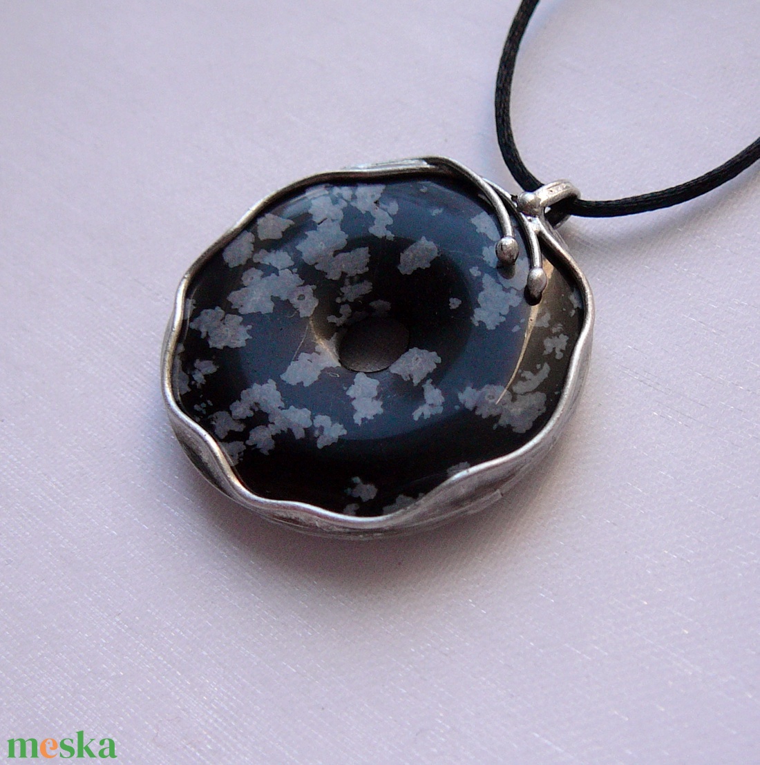 Hópehely obszidián medál - ékszer - nyaklánc - medálos nyaklánc - Meska.hu