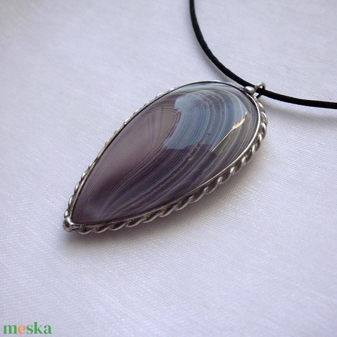 Botswana achát csepp medál - ékszer - nyaklánc - medálos nyaklánc - Meska.hu
