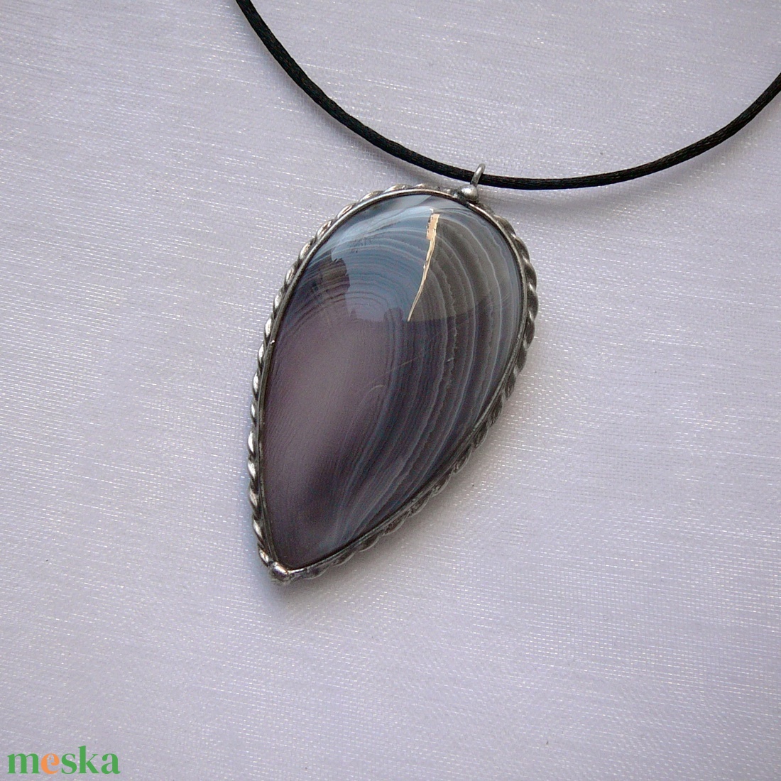 Botswana achát csepp medál - ékszer - nyaklánc - medálos nyaklánc - Meska.hu