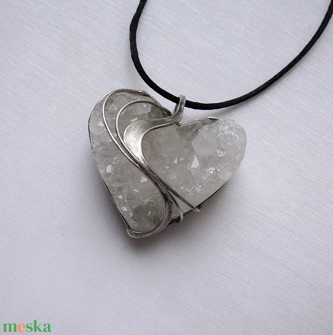 Hegyikristály geóda szív medál - ékszer - nyaklánc - medálos nyaklánc - Meska.hu
