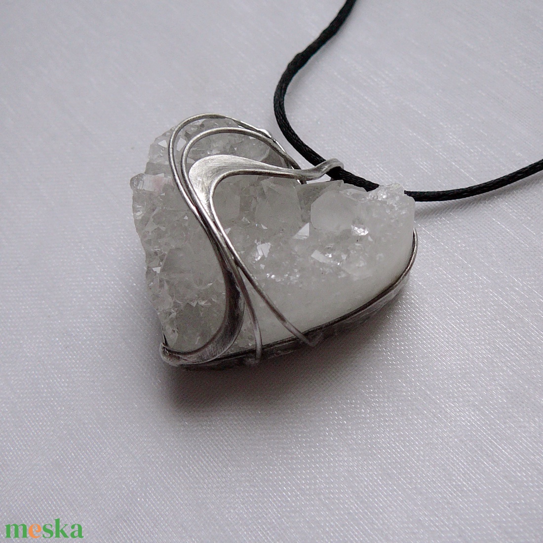 Hegyikristály geóda szív medál - ékszer - nyaklánc - medálos nyaklánc - Meska.hu