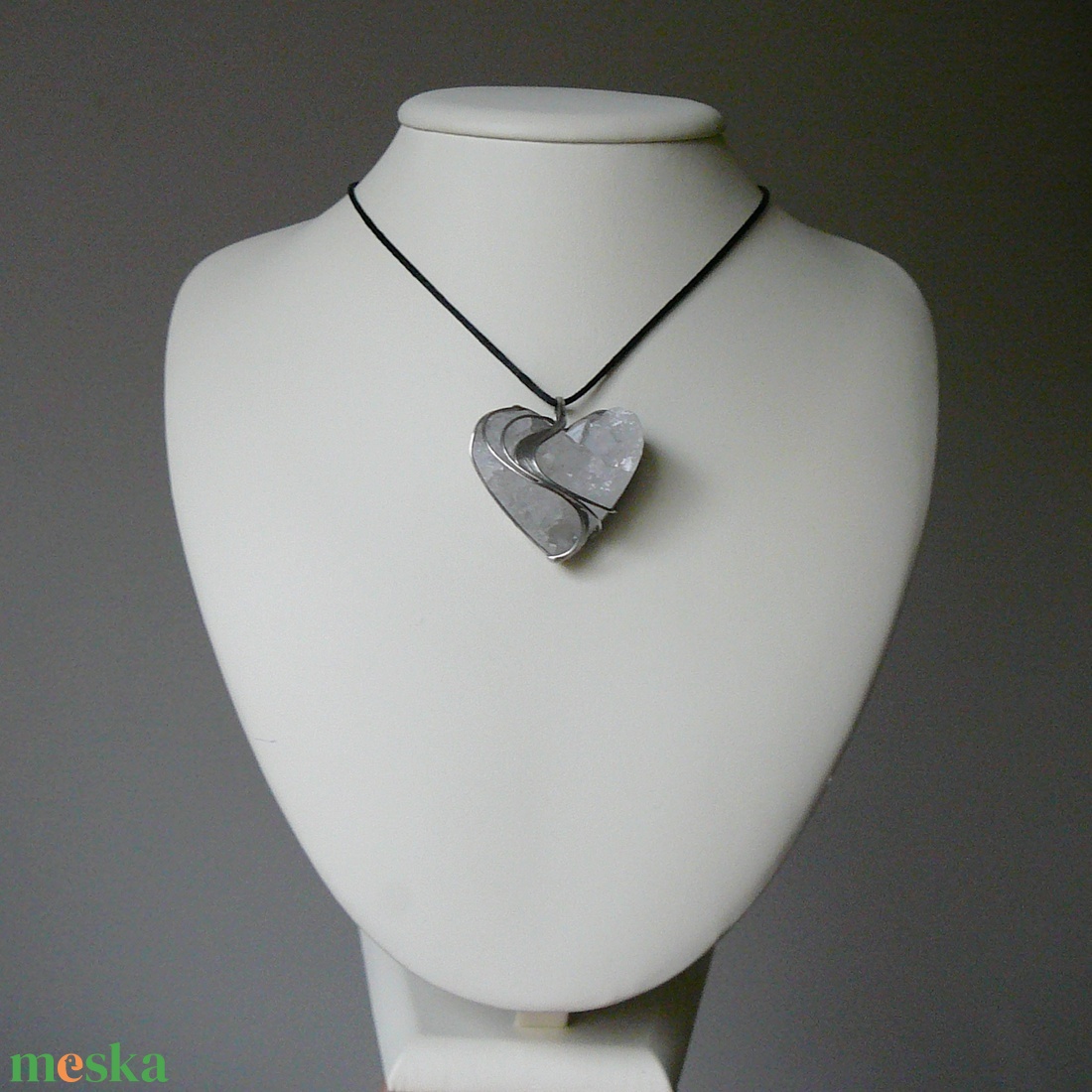 Hegyikristály geóda szív medál - ékszer - nyaklánc - medálos nyaklánc - Meska.hu