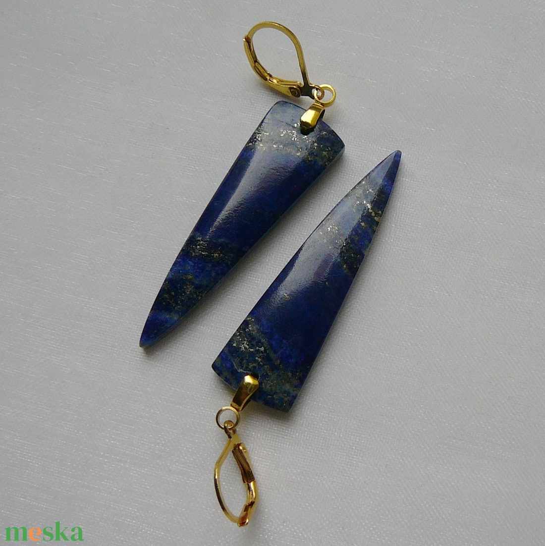 Lápisz lazuli fülbevaló - ékszer - fülbevaló - lógó fülbevaló - Meska.hu
