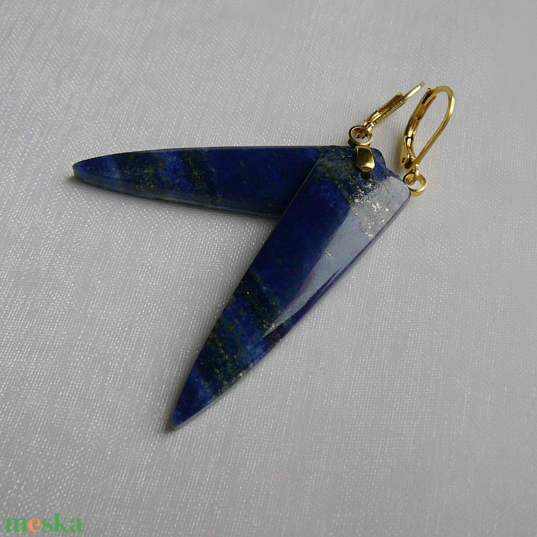 Lápisz lazuli fülbevaló - ékszer - fülbevaló - lógó fülbevaló - Meska.hu