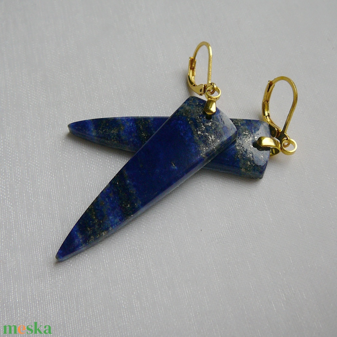 Lápisz lazuli fülbevaló - ékszer - fülbevaló - lógó fülbevaló - Meska.hu