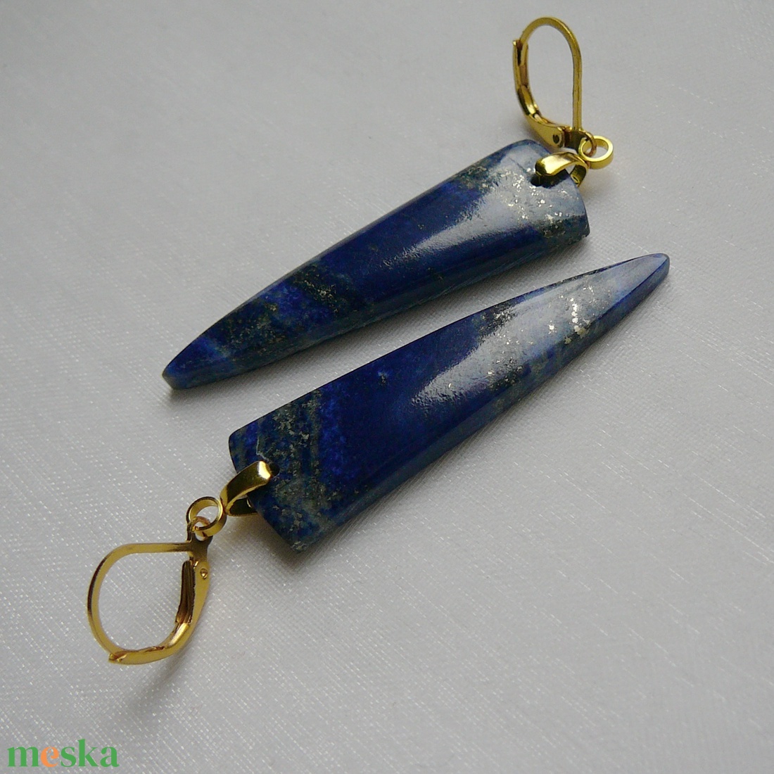 Lápisz lazuli fülbevaló - ékszer - fülbevaló - lógó fülbevaló - Meska.hu