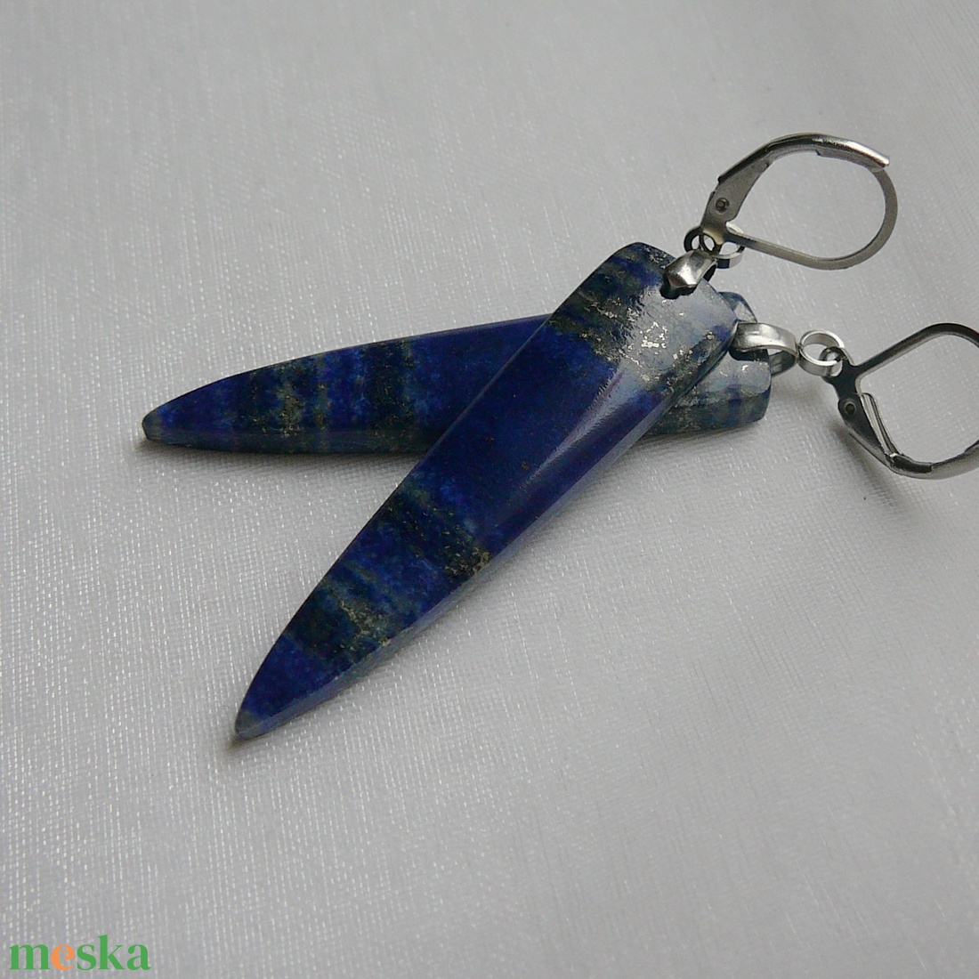 Lápisz lazuli fülbevaló - ékszer - fülbevaló - lógó fülbevaló - Meska.hu