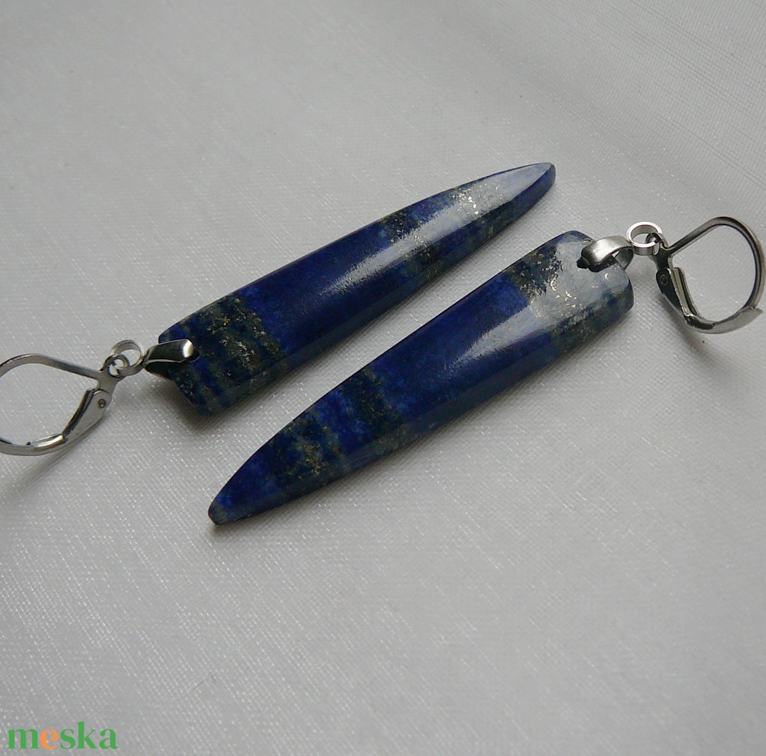 Lápisz lazuli fülbevaló - ékszer - fülbevaló - lógó fülbevaló - Meska.hu