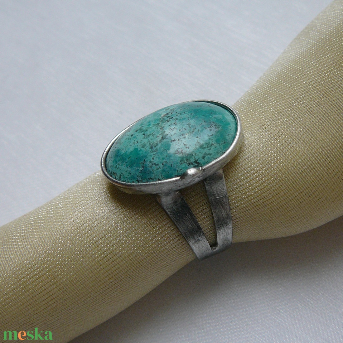 Zöld türkiz gyűrű - ékszer - gyűrű - szoliter gyűrű - Meska.hu