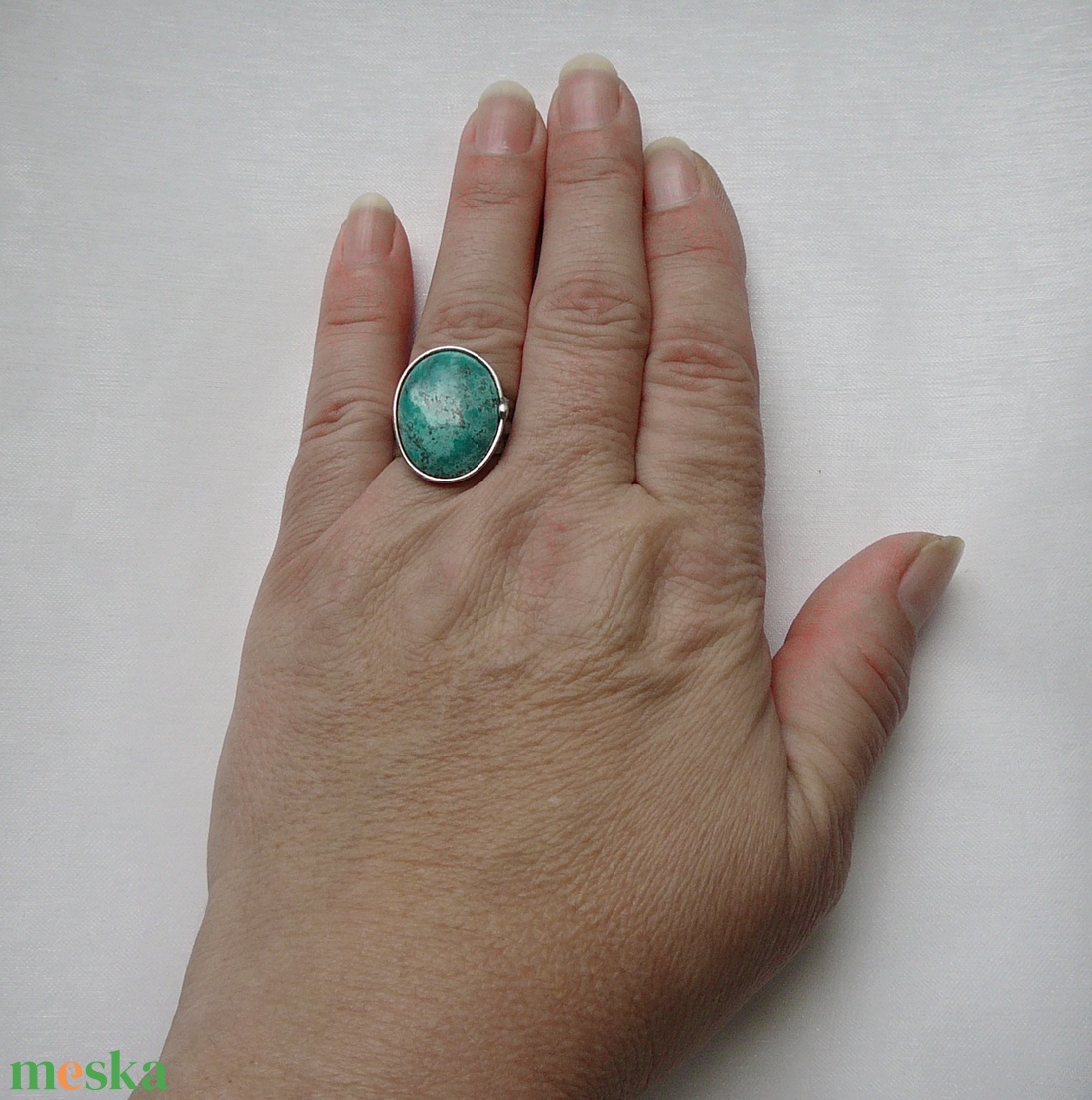 Zöld türkiz gyűrű - ékszer - gyűrű - szoliter gyűrű - Meska.hu