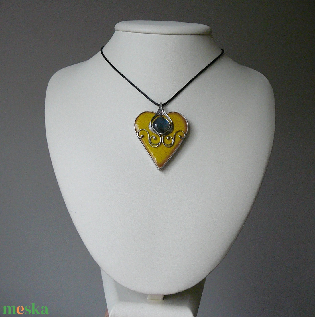 Labradorit szív medál - ékszer - nyaklánc - medál - Meska.hu