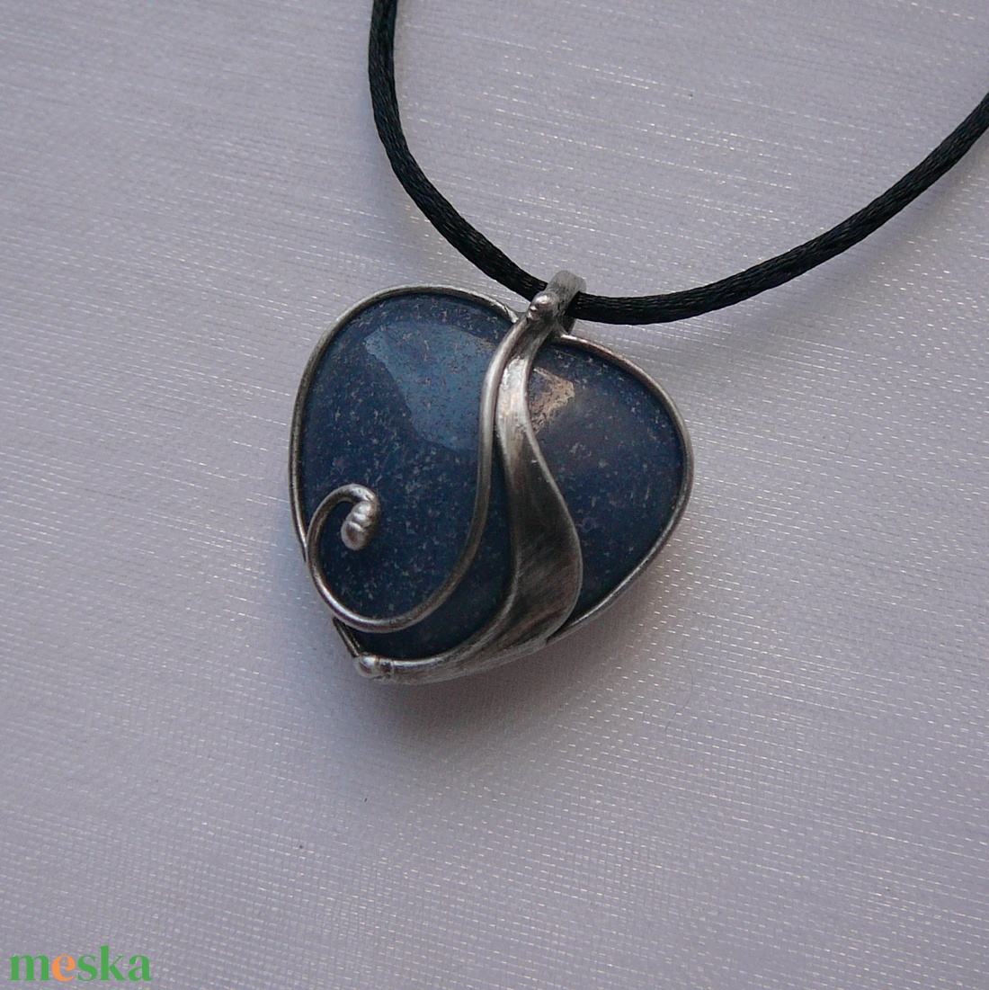 Kék kvarc mini szív medál - ékszer - nyaklánc - medálos nyaklánc - Meska.hu