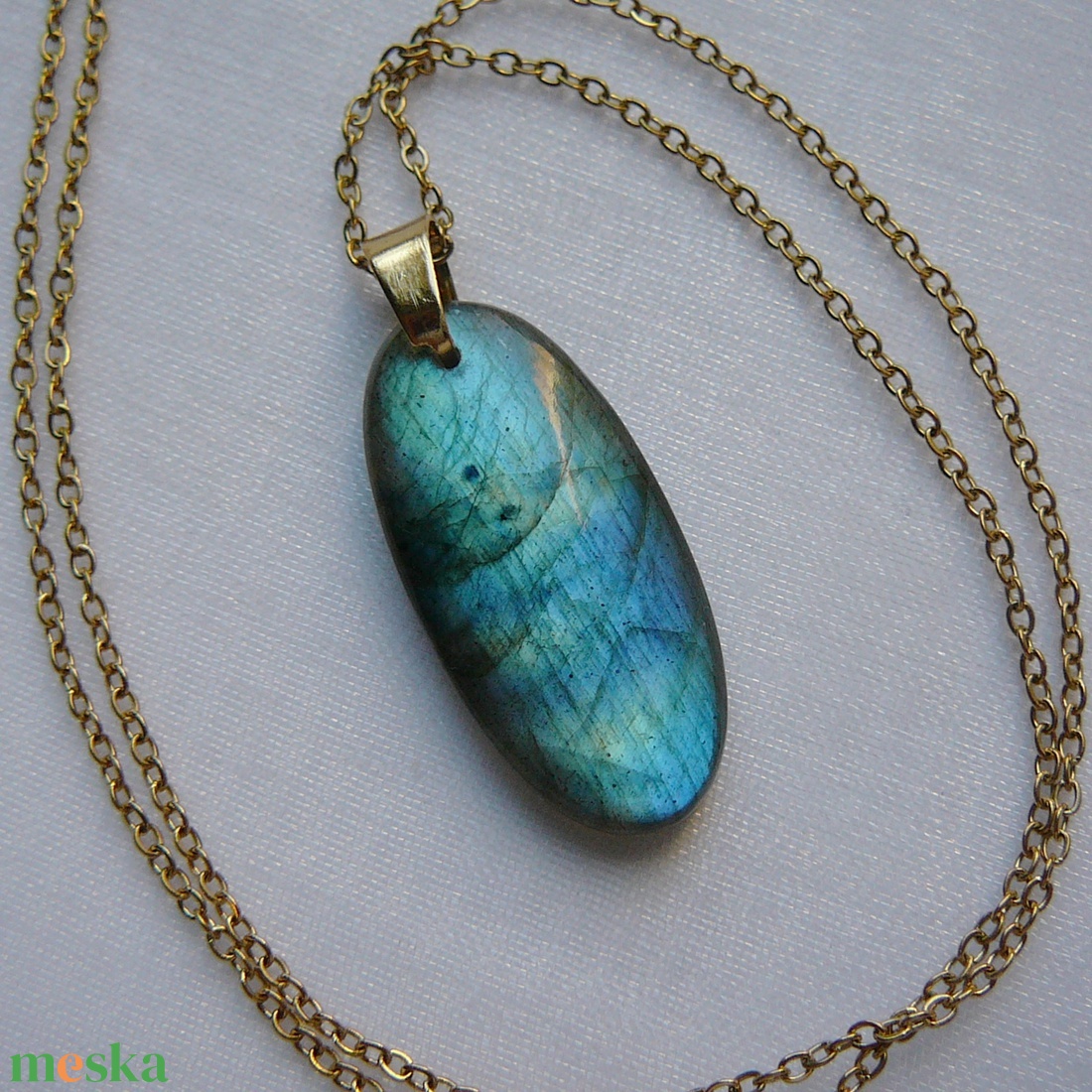 Labradorit medálos nyaklánc - ékszer - nyaklánc - medál - Meska.hu