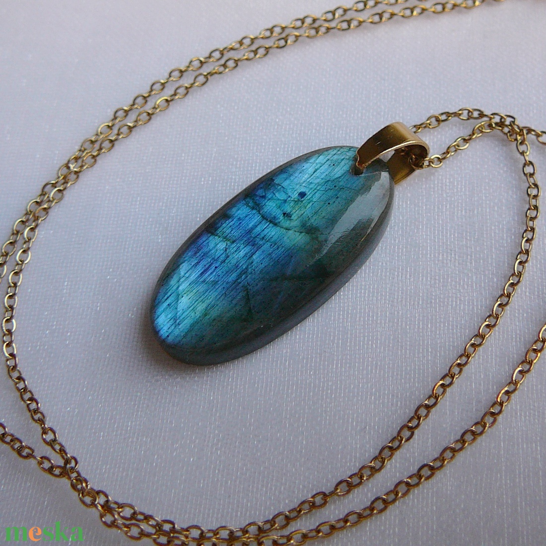 Labradorit medálos nyaklánc - ékszer - nyaklánc - medál - Meska.hu