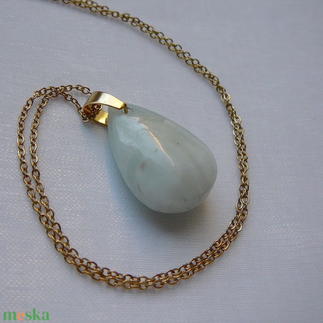 Akvamarin medálos nyaklánc - ékszer - nyaklánc - medálos nyaklánc - Meska.hu