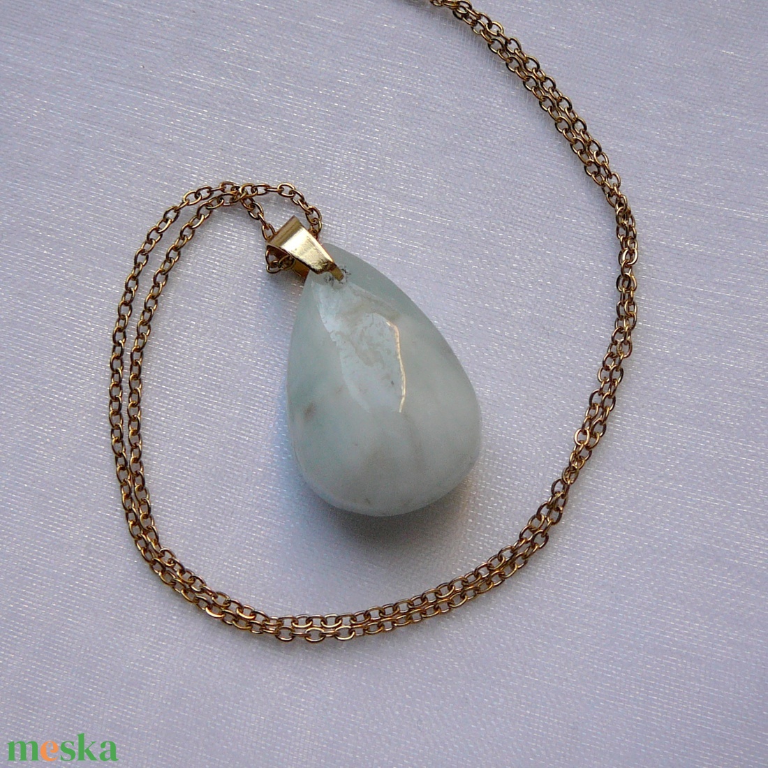 Akvamarin medálos nyaklánc - ékszer - nyaklánc - medálos nyaklánc - Meska.hu