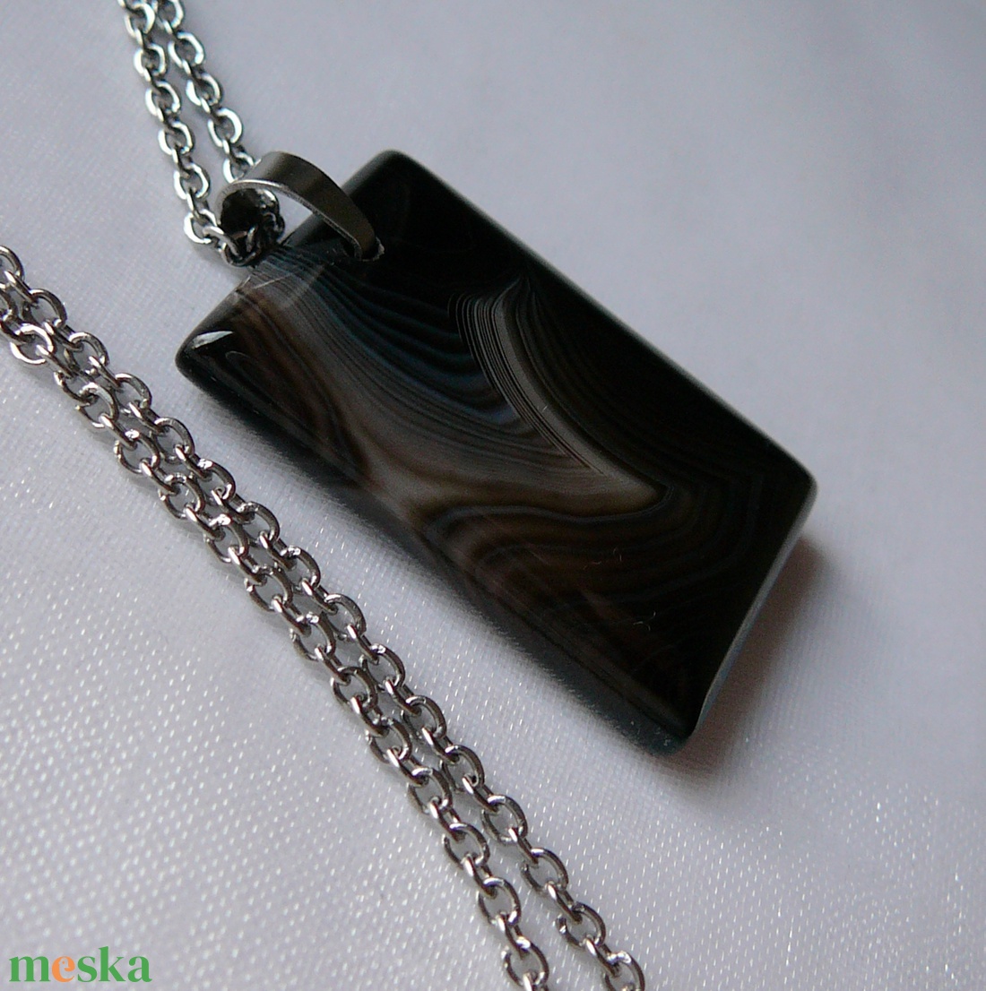 Ónix medálos nyaklánc - ékszer - nyaklánc - medálos nyaklánc - Meska.hu