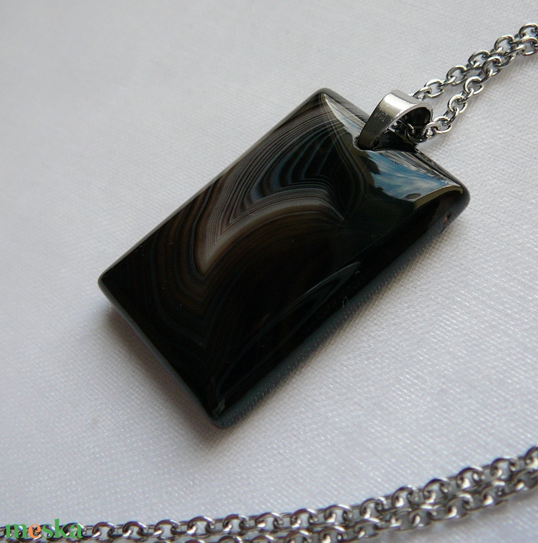 Ónix medálos nyaklánc - ékszer - nyaklánc - medálos nyaklánc - Meska.hu