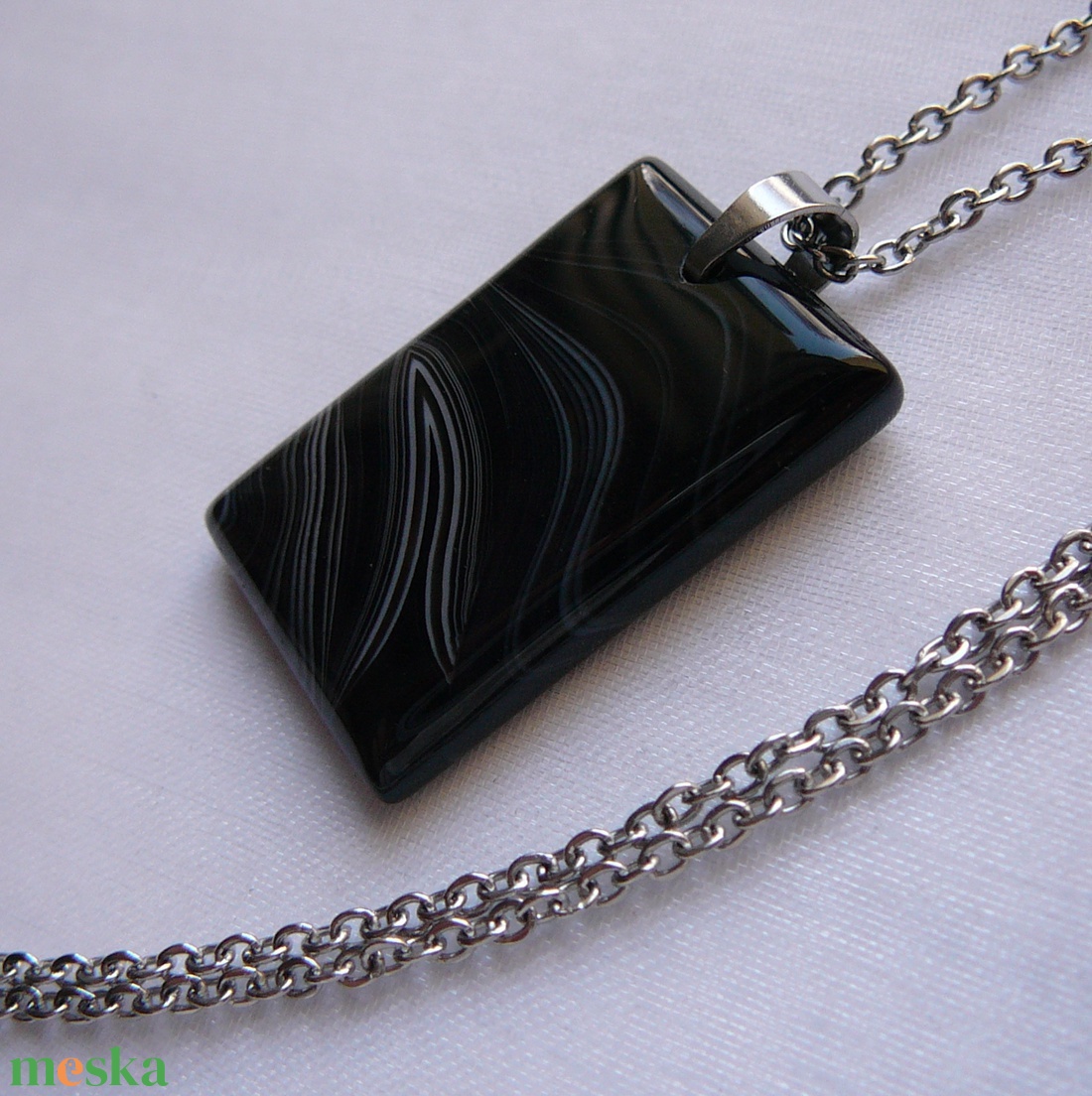 Ónix medálos nyaklánc - ékszer - nyaklánc - medálos nyaklánc - Meska.hu