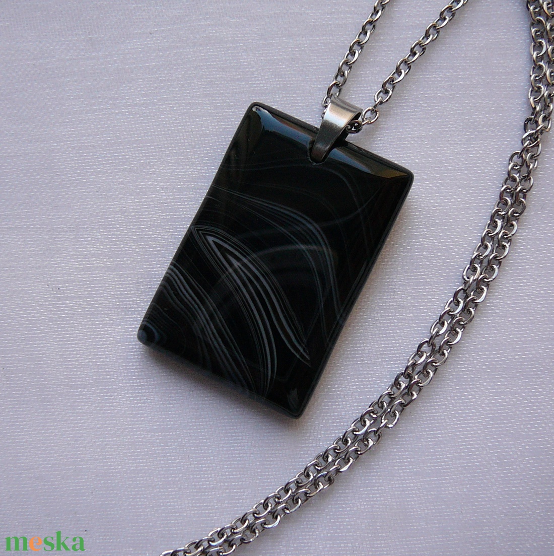 Ónix medálos nyaklánc - ékszer - nyaklánc - medálos nyaklánc - Meska.hu