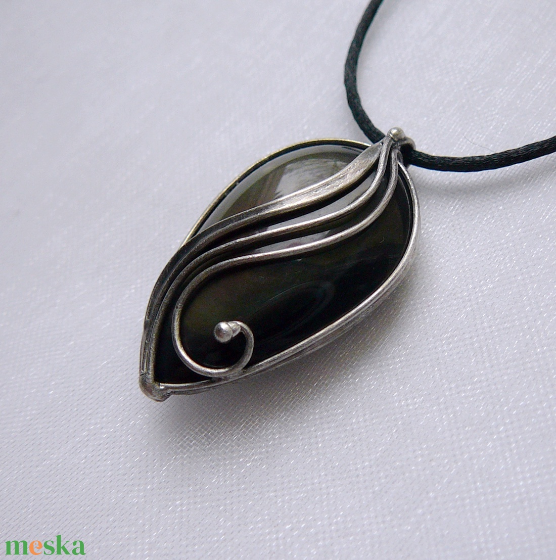 Szivárvány obszidián medál - ékszer - nyaklánc - medálos nyaklánc - Meska.hu