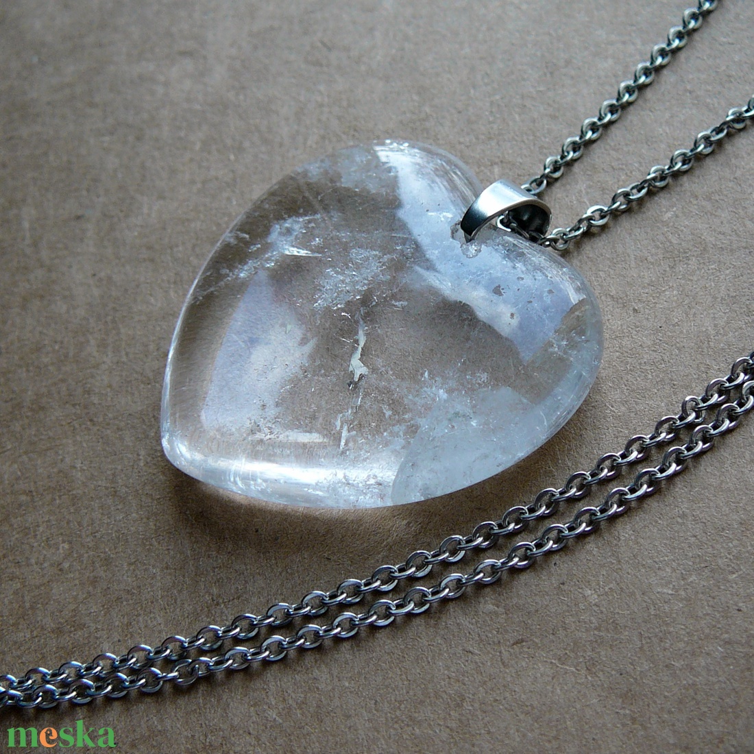 Hegyikristály szív medálos nyaklánc - ékszer - nyaklánc - medálos nyaklánc - Meska.hu