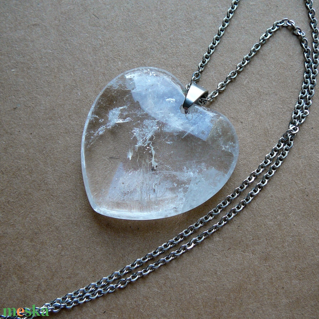 Hegyikristály szív medálos nyaklánc - ékszer - nyaklánc - medálos nyaklánc - Meska.hu