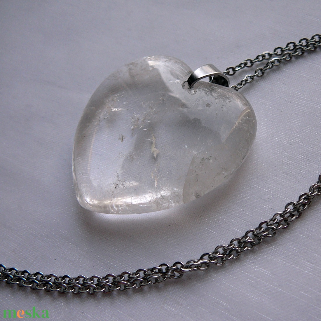 Hegyikristály szív medálos nyaklánc - ékszer - nyaklánc - medálos nyaklánc - Meska.hu