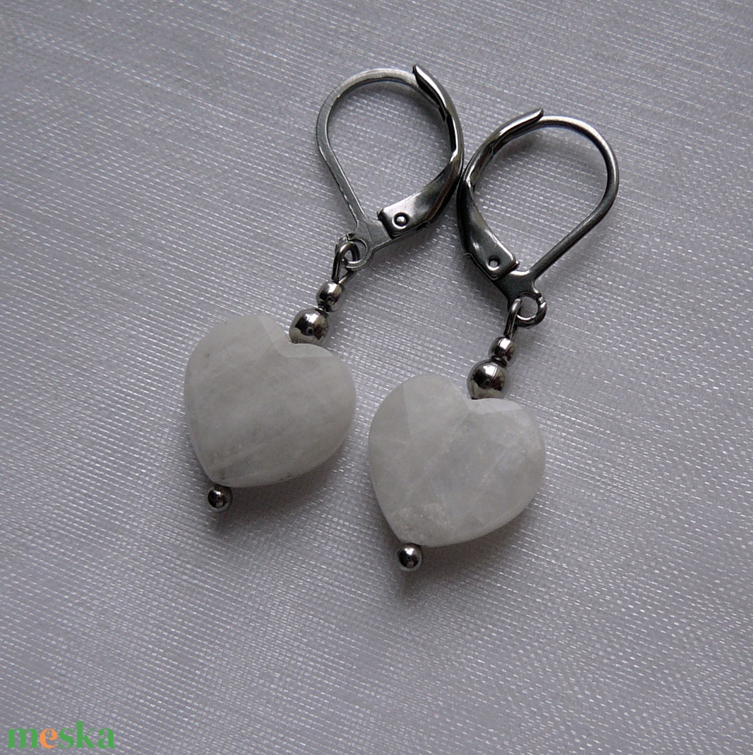 Holdkő szív fülbevaló - ékszer - fülbevaló - lógó fülbevaló - Meska.hu