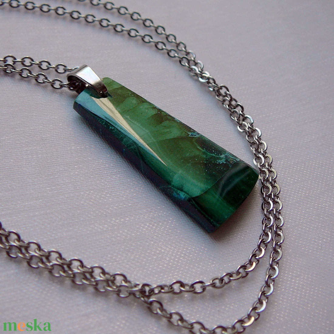 Azúr-malachit medálos nyaklánc - ékszer - nyaklánc - medálos nyaklánc - Meska.hu