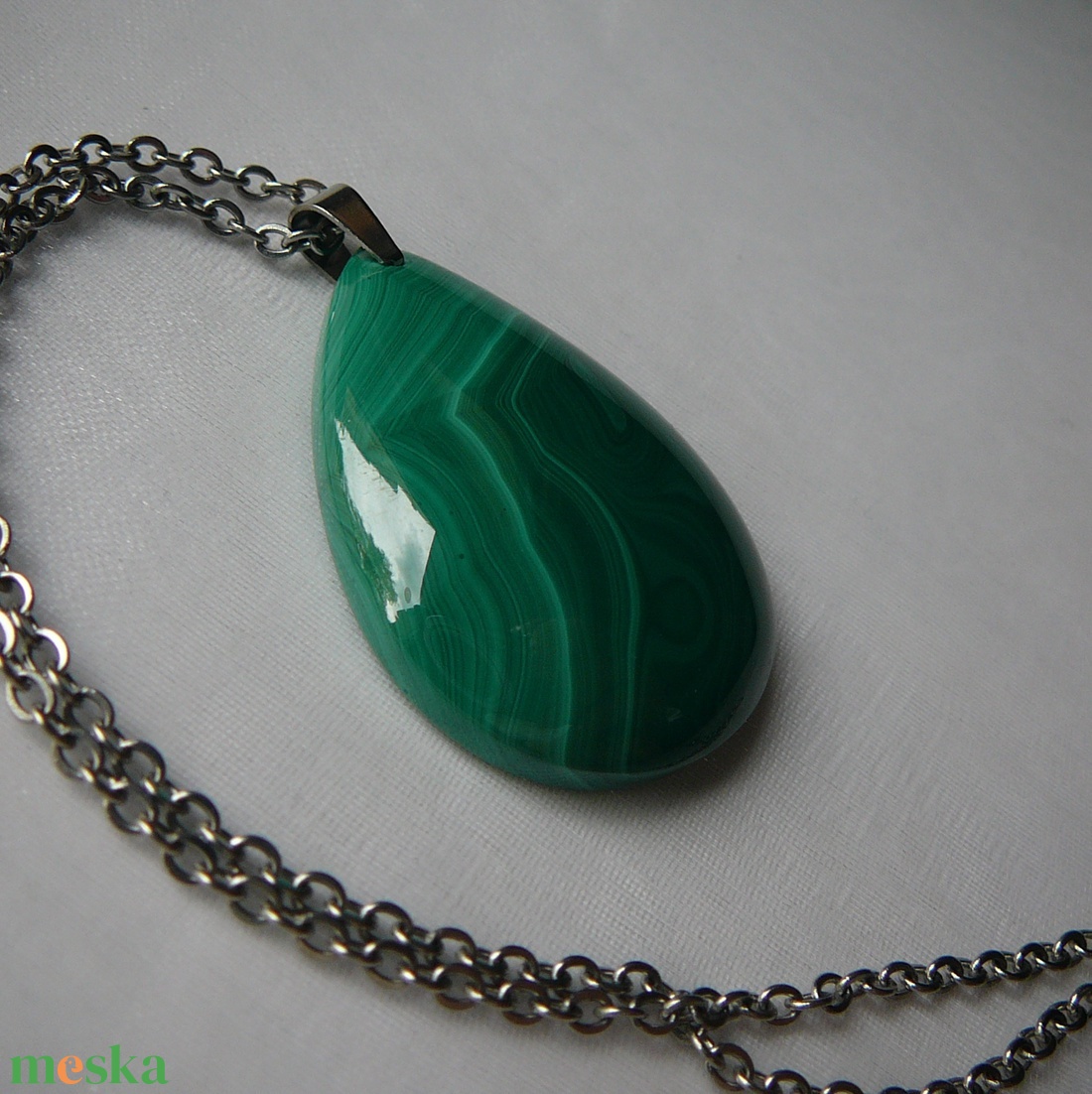 Malachit medálos nyaklánc - ékszer - nyaklánc - medálos nyaklánc - Meska.hu