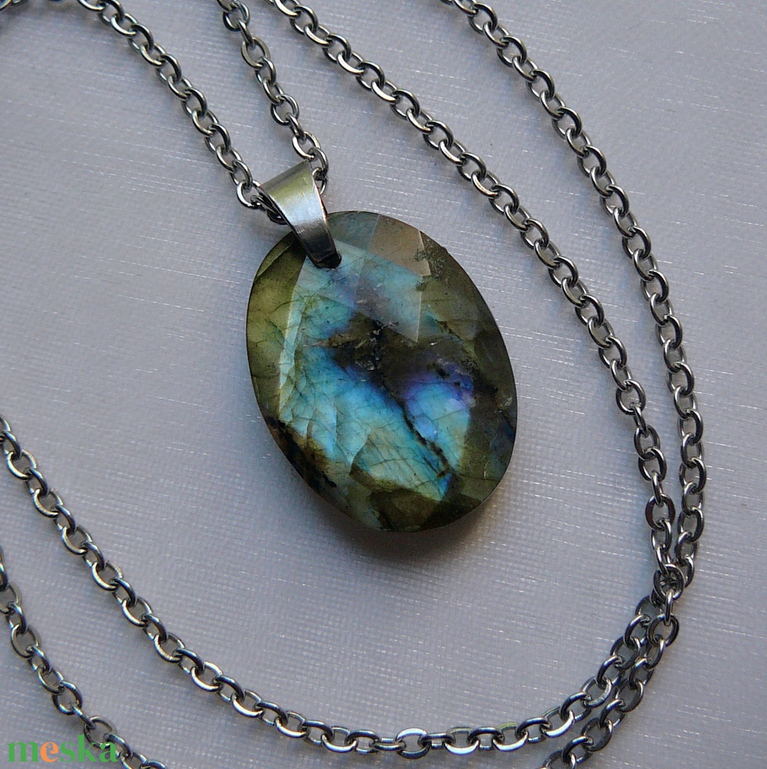 Labradorit medálos nyaklánc - ékszer - nyaklánc - medálos nyaklánc - Meska.hu