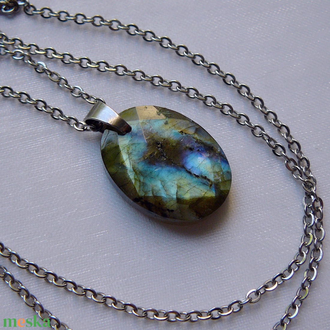 Labradorit medálos nyaklánc - ékszer - nyaklánc - medálos nyaklánc - Meska.hu